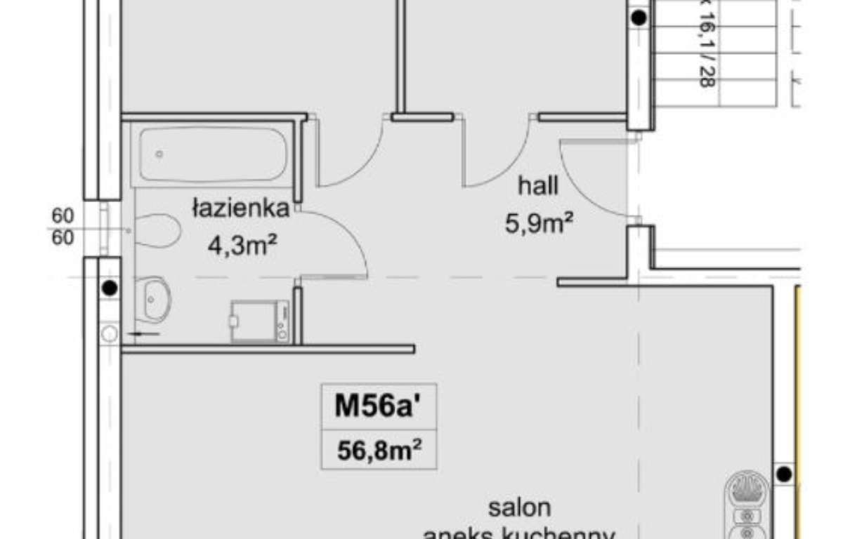 Mieszkanie do wynajęcia, Wrocław, Krzyki, 57.0 m2, 2900.0 PLN